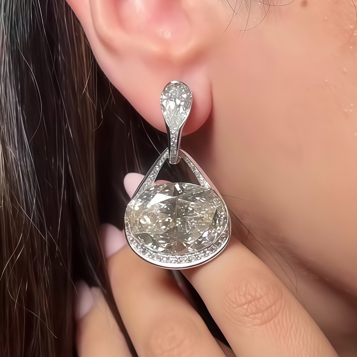 Oval, Princess & Pear Cut White Sapphire Drop Earrings