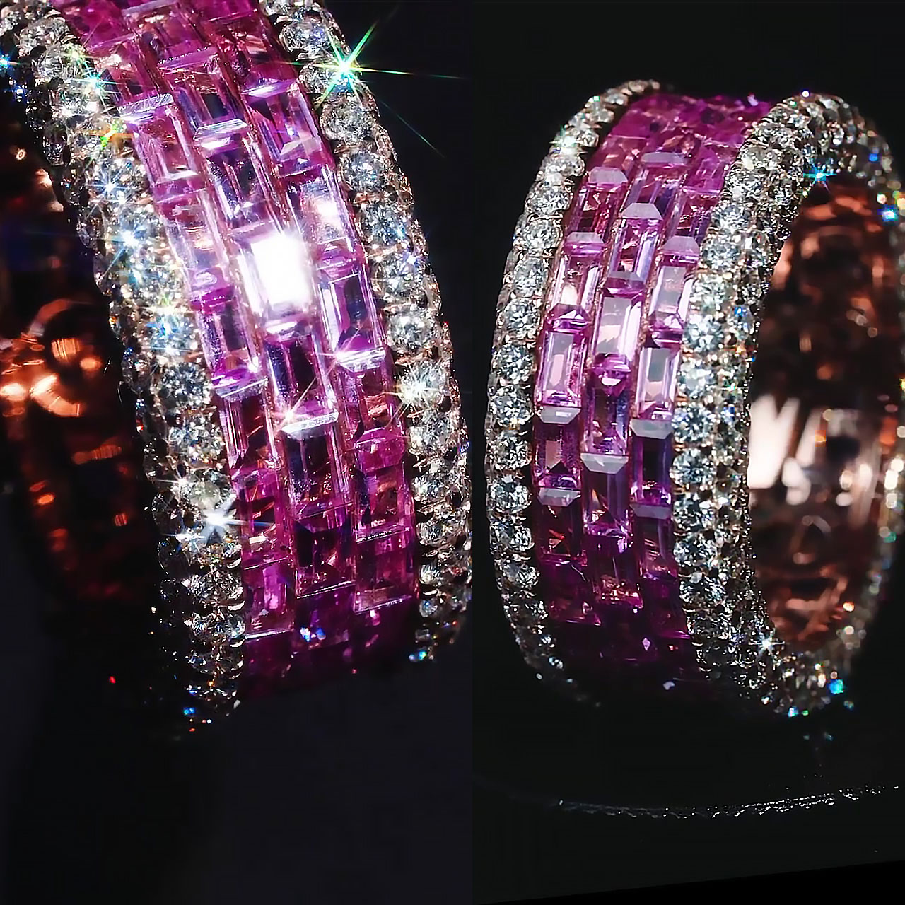 7.85ct Emerald Cut Pink Sapphire Eternity Ring