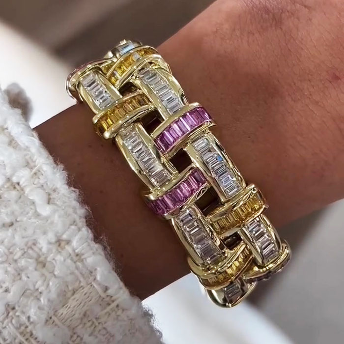 Fashion Emerald Cut Three-tone Multi-color Set/3pcs