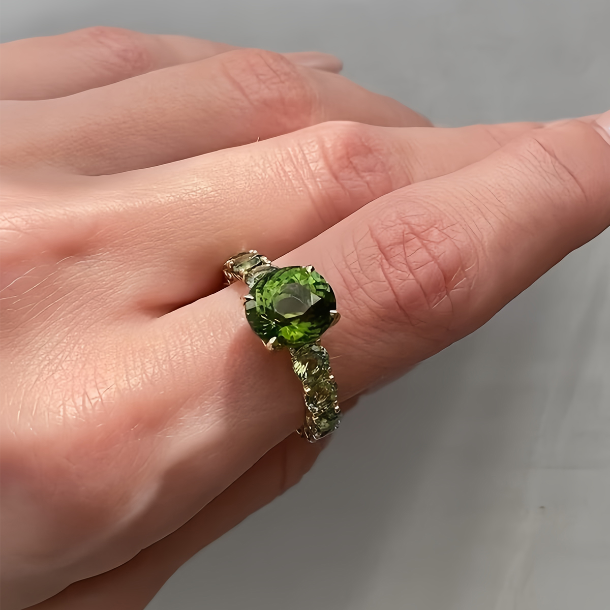 Round Cut Emerald Full Halo Engagement Ring