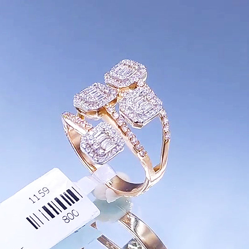 Fashion 3.45ct Baguette&Round Cut White Sapphire Wrap Cuff Ring