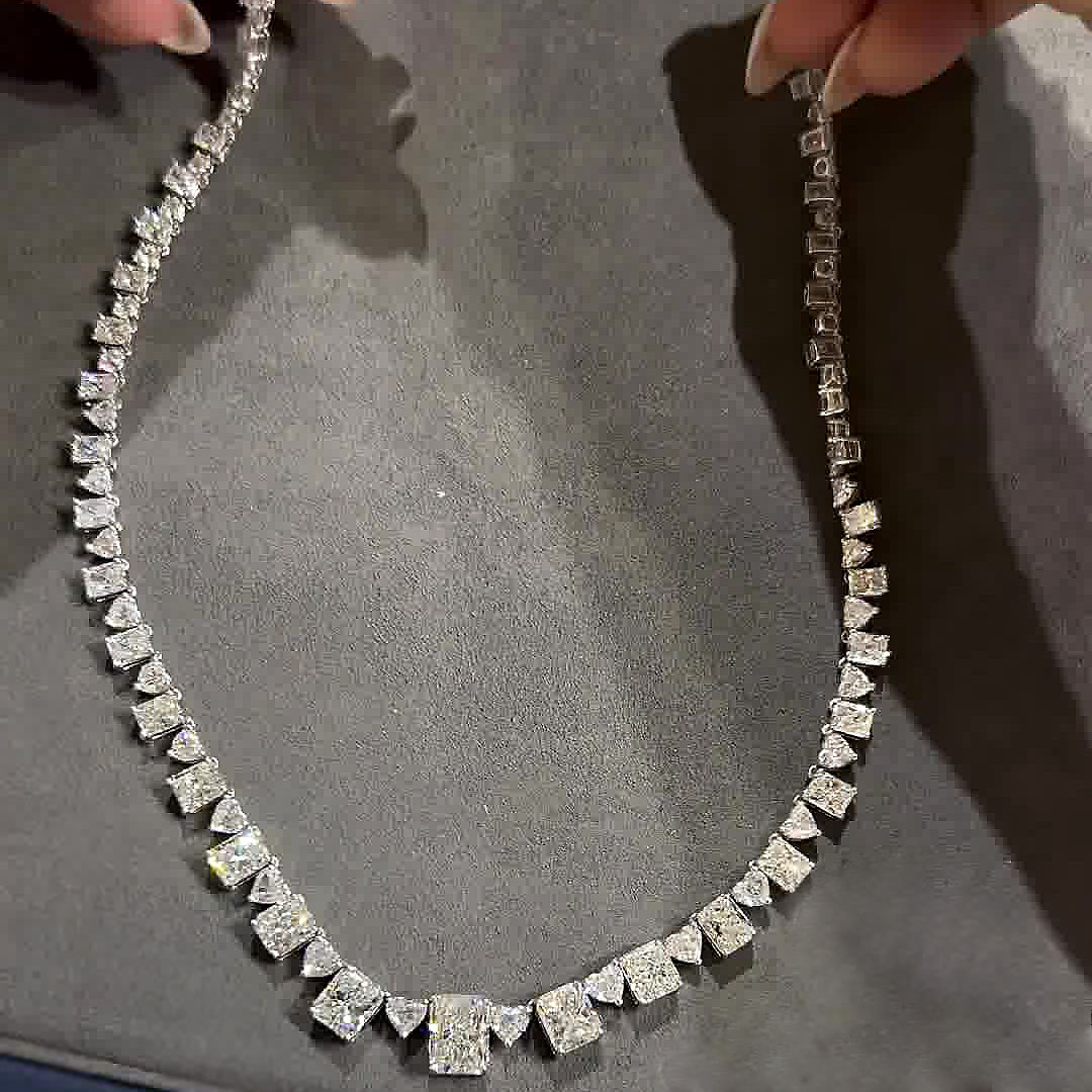Radiant&Heart Cut White Sapphire Necklace