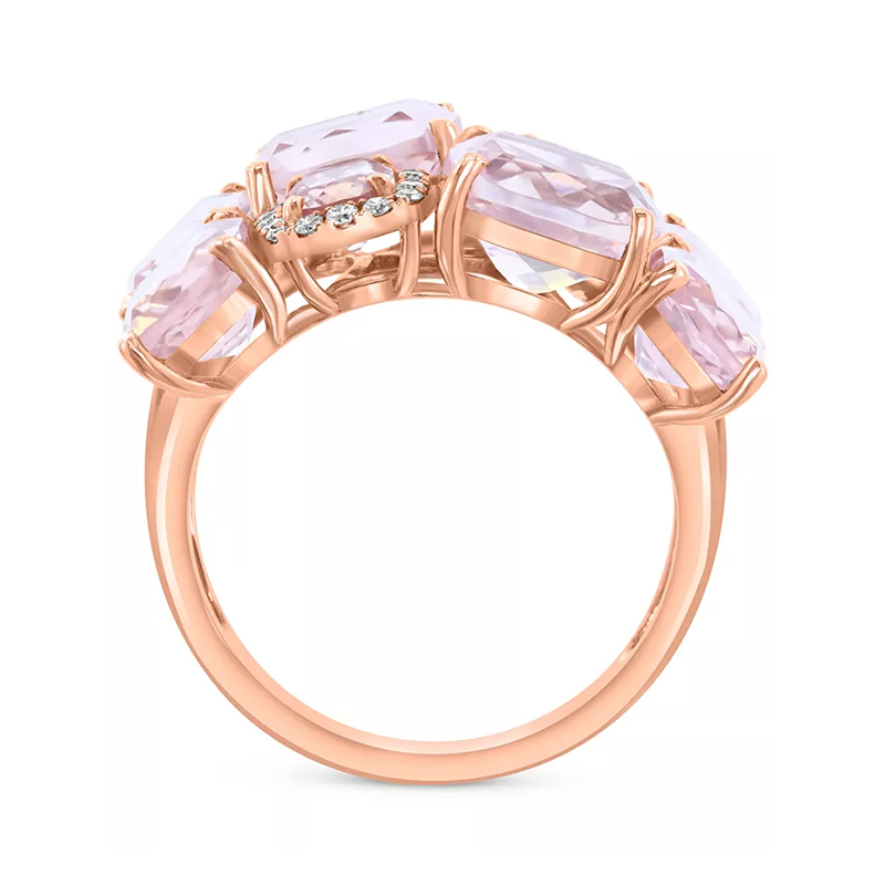 10.16ct Cushion Cut Pink Quartz Sapphire Cluster Ring