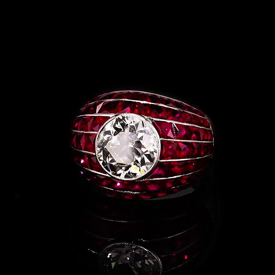 3ct Round Cut Ruby Sapphire Cocktail Ring