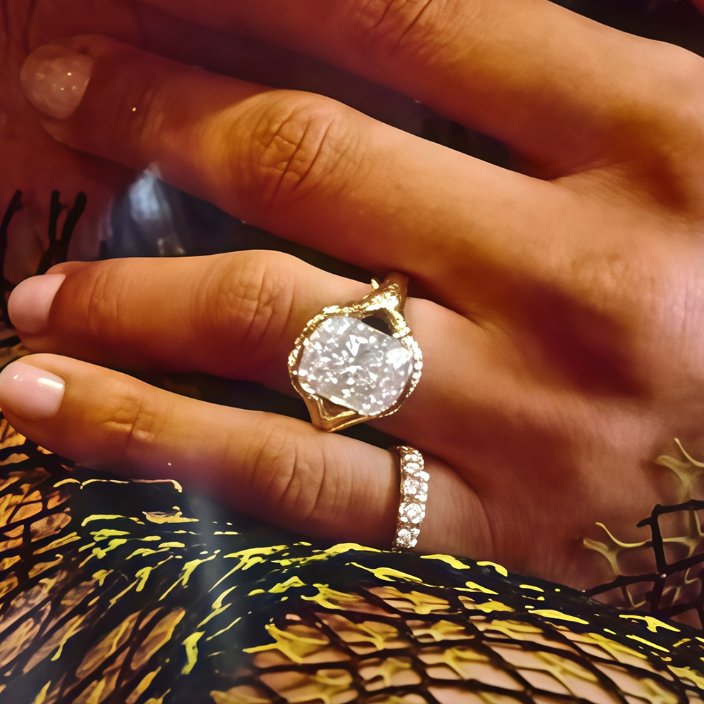 3ct Cushion Cut White Sapphire Solitaire Ring