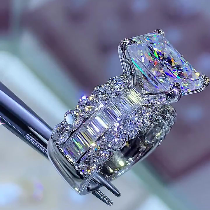 3ct Princess Cut White Sapphire Engagement Ring