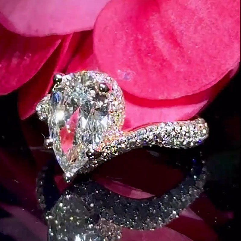 5ct Pear Cut White Sapphire Engagement Ring