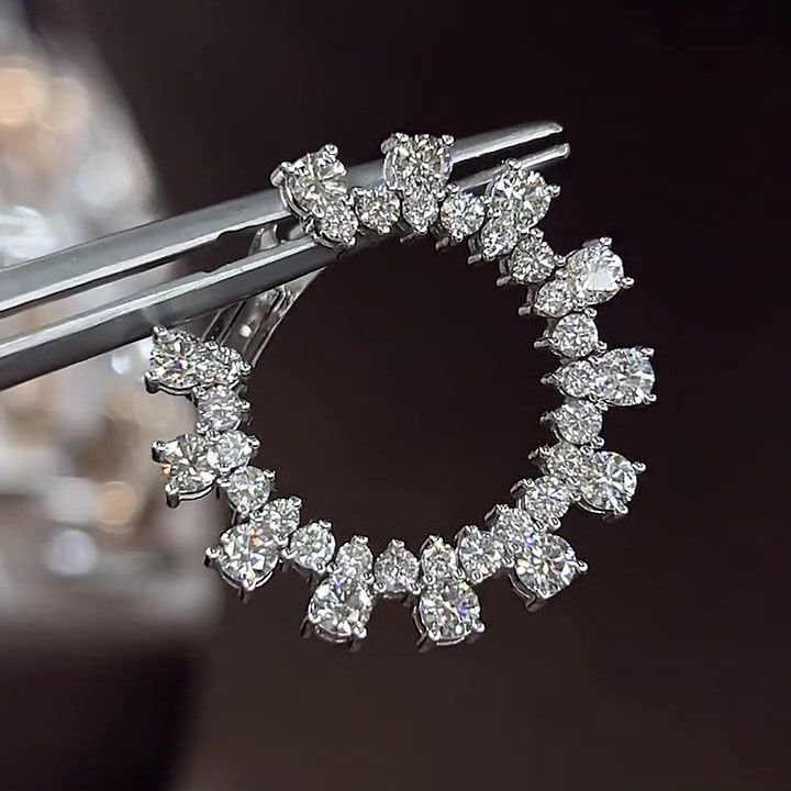 Round Cut White Sapphire Hoop Earrings