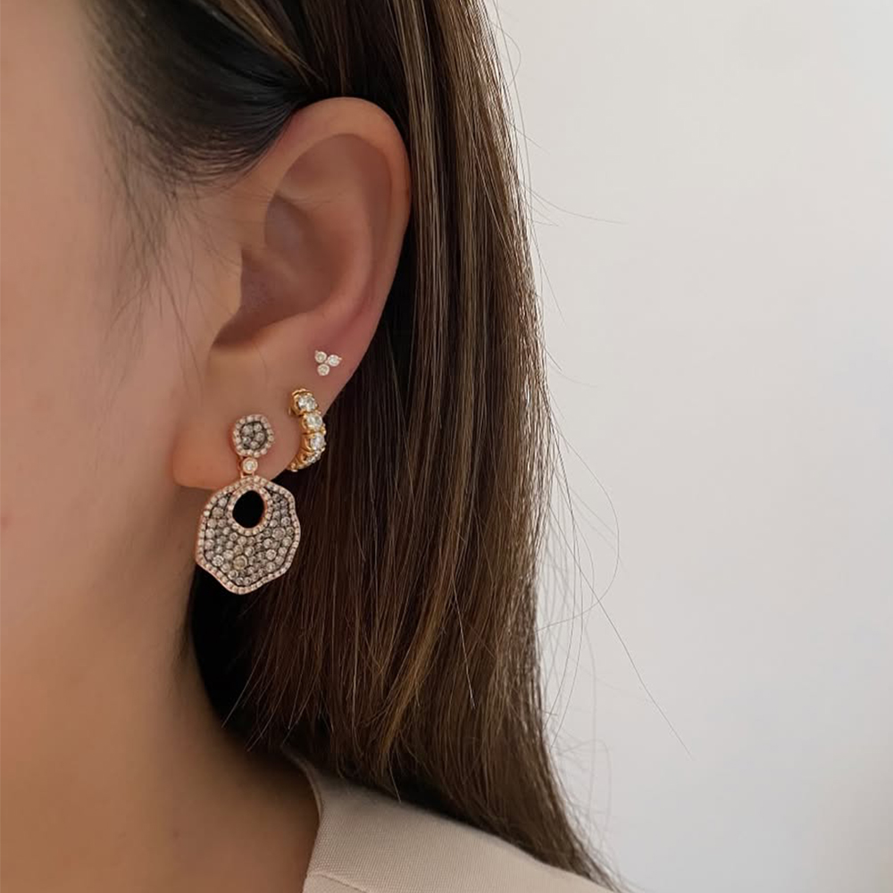 Round Cut Champagne Sapphire Vintage Drop Earrings