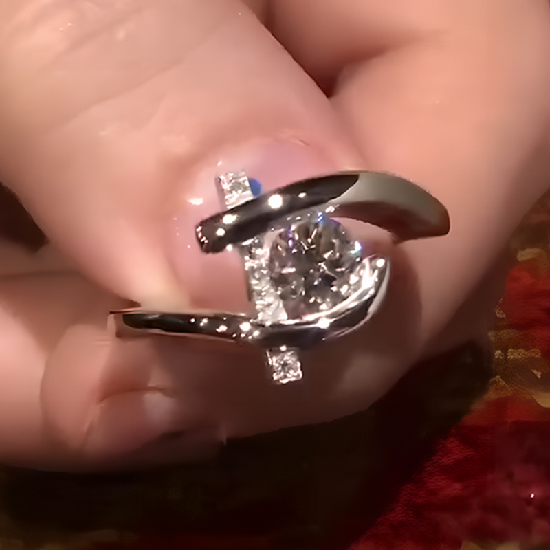 D-Shank 3ct Round Cut White Sapphire Engagement Ring