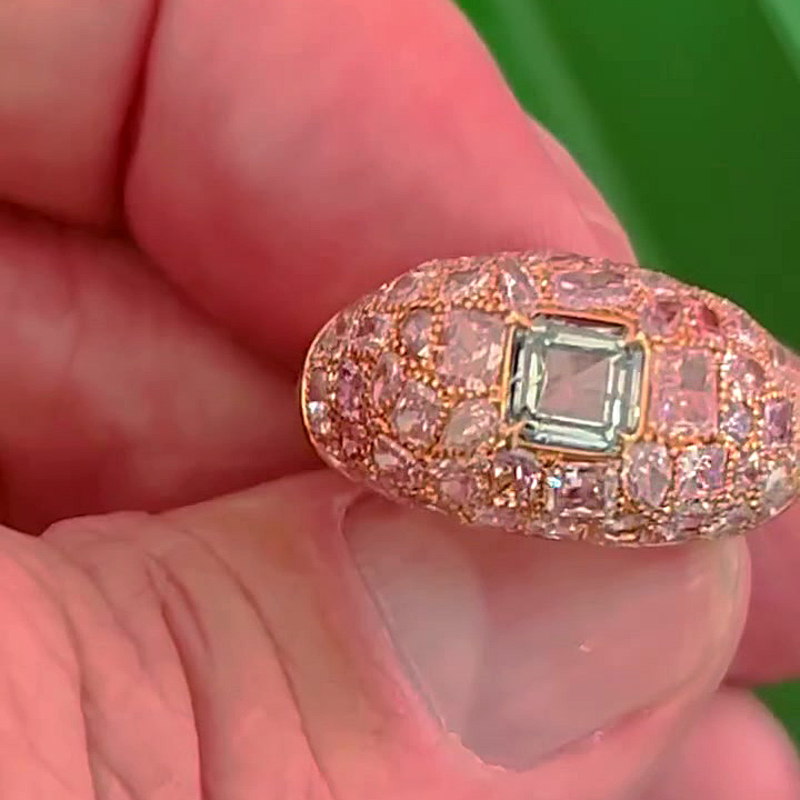 2ct Asscher Cut Aquamarine Sapphire Cocktail Ring