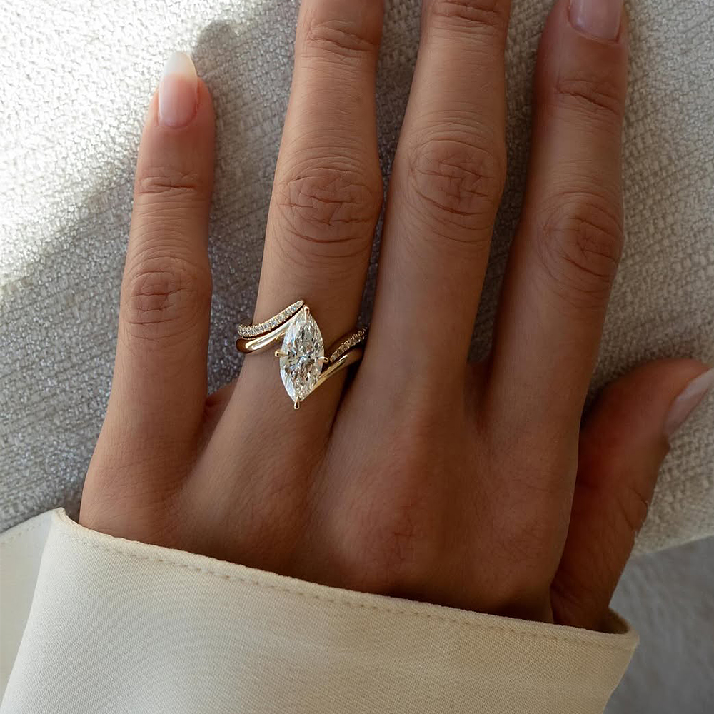 2ct Marquise Cut White Sapphire Stackable Engagement Ring