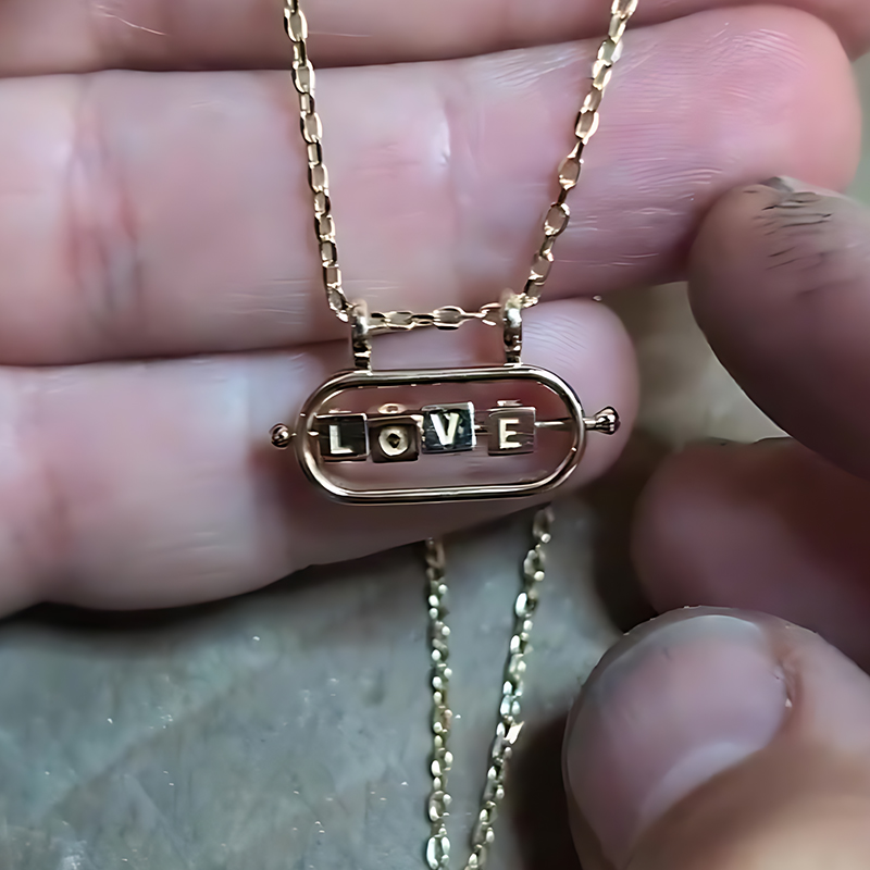 14K Gold "LOVE" Slide Necklace
