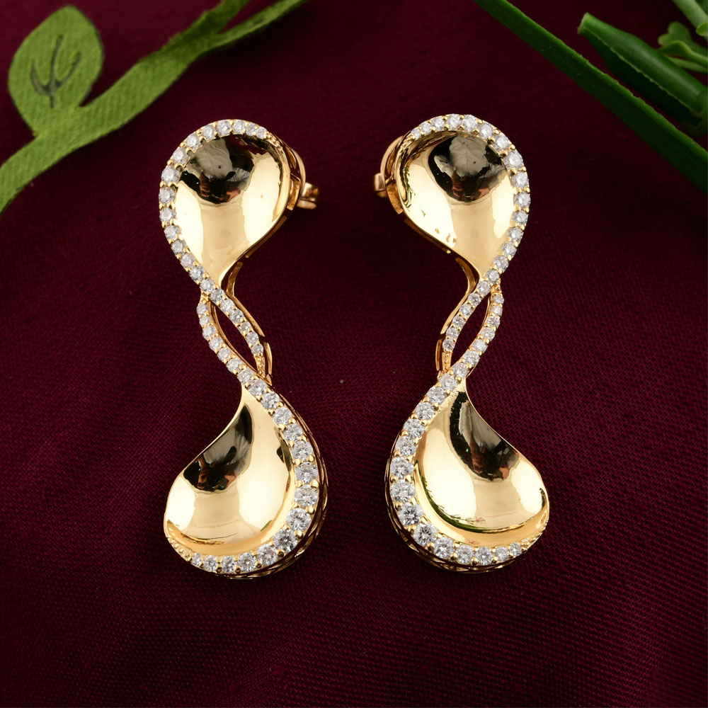 Double Helix Round Cut White Sapphire Dangle Earrings