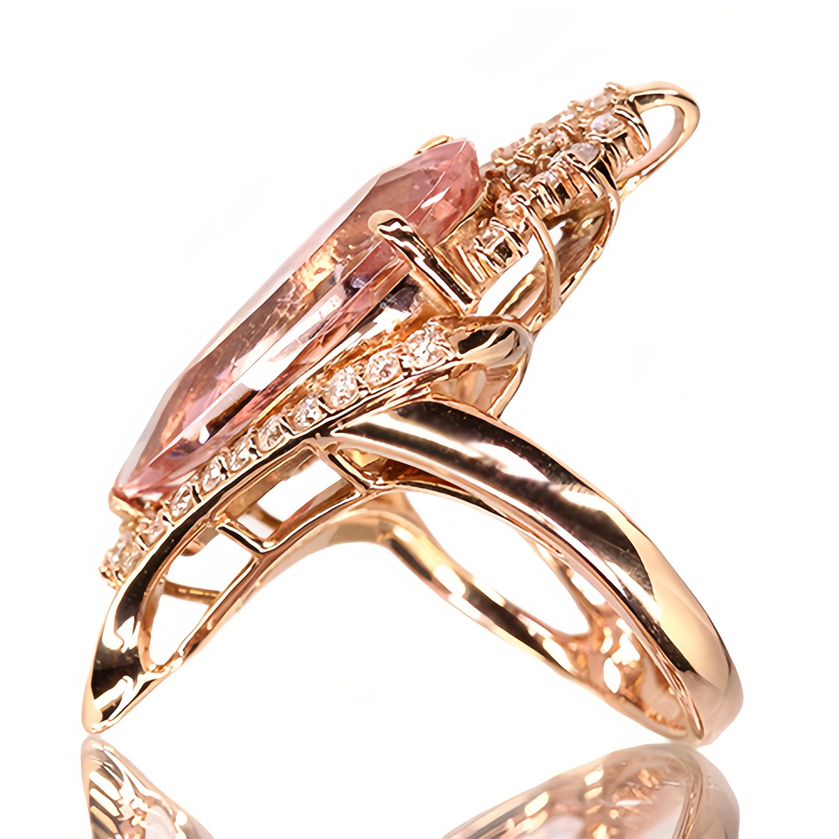 5ct Pear Cut Morganite Rose Gold Engagement Ring