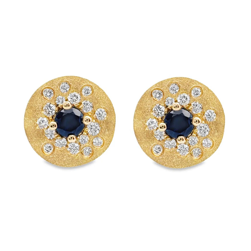 Scattered White&Blue Sapphire Stud Earrings