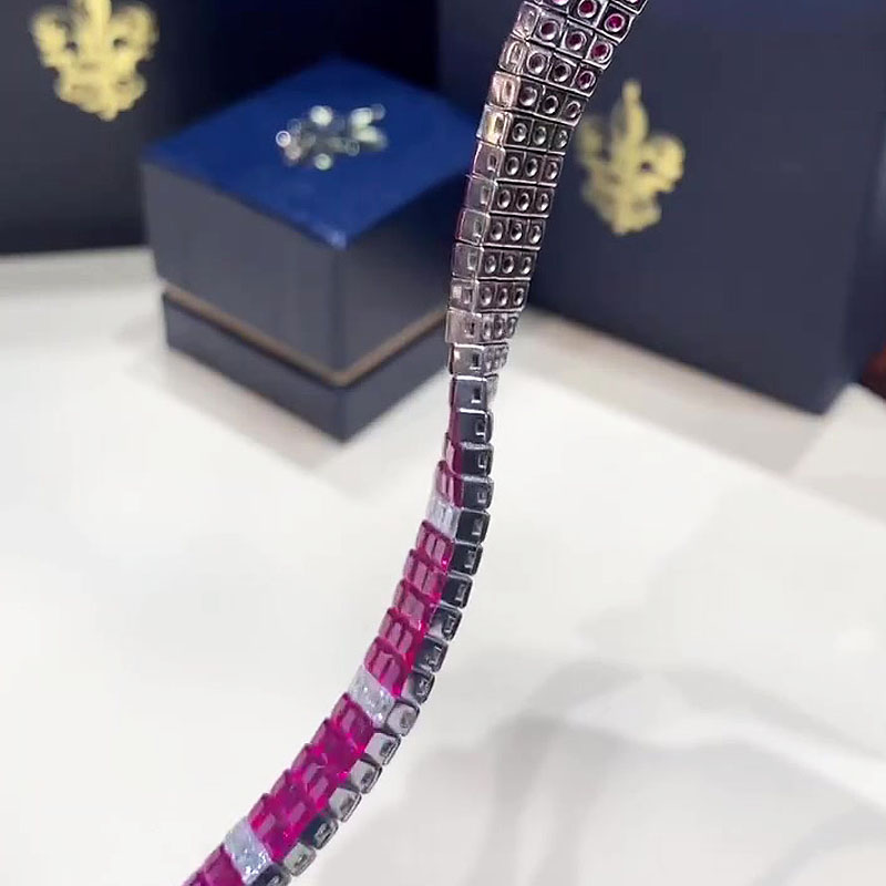 Priness Cut Three-row Two-tone Sapphire Bracelets