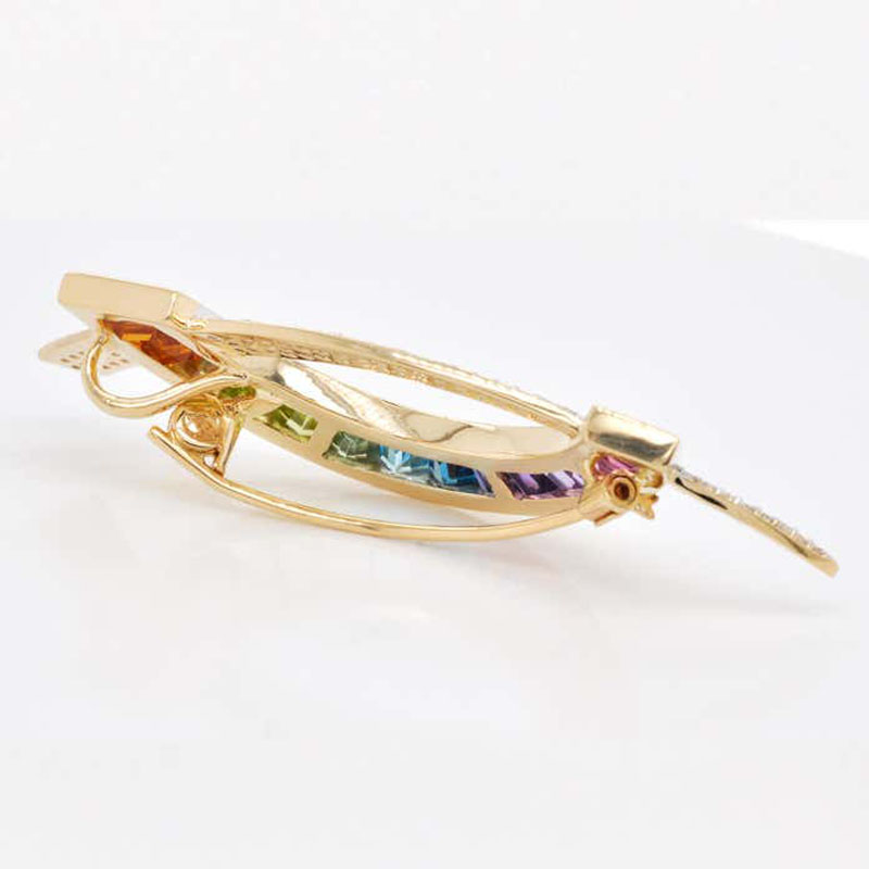Dual-purpose Rainbow&White Sapphire Pendant Necklace/Brooch