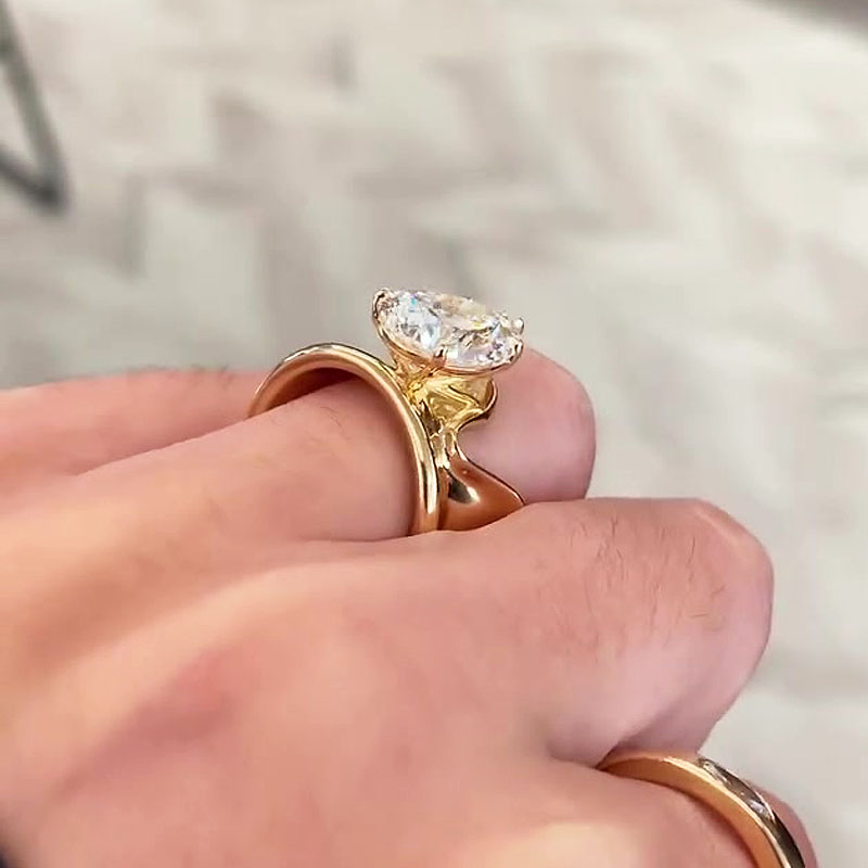 Unique 4ct Pear Cut White Sapphire Wedding Band