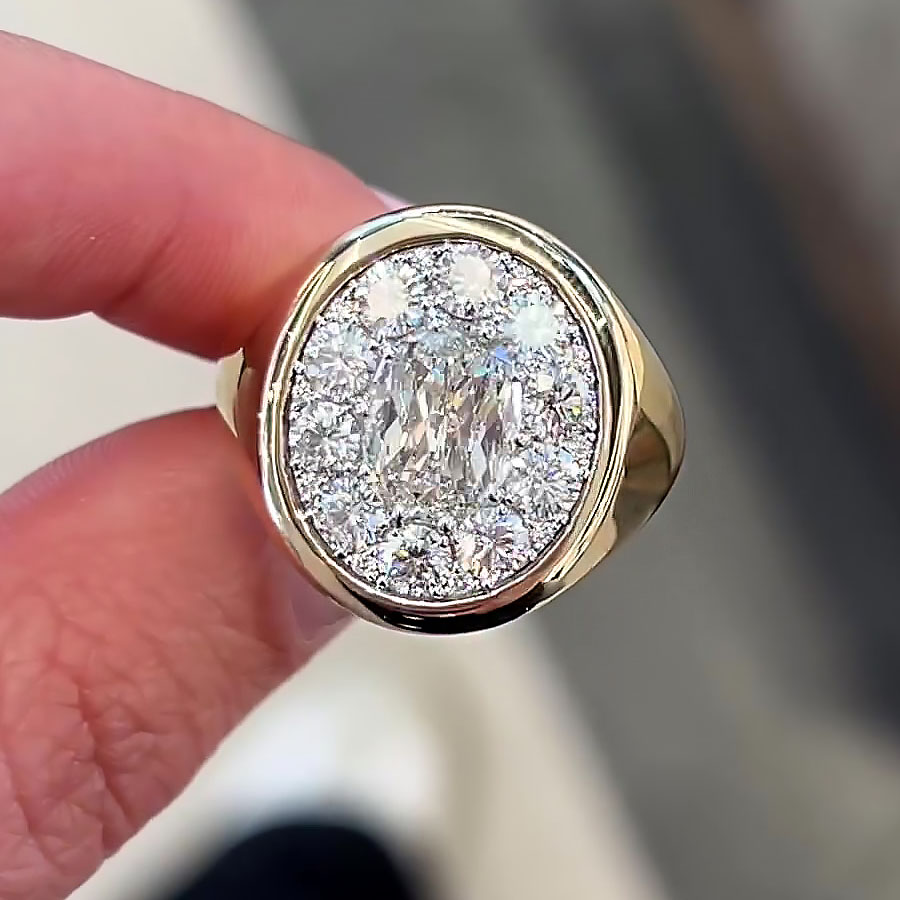 3.5ct Bezel Setting Pear Cut White Sapphire Engagement Ring