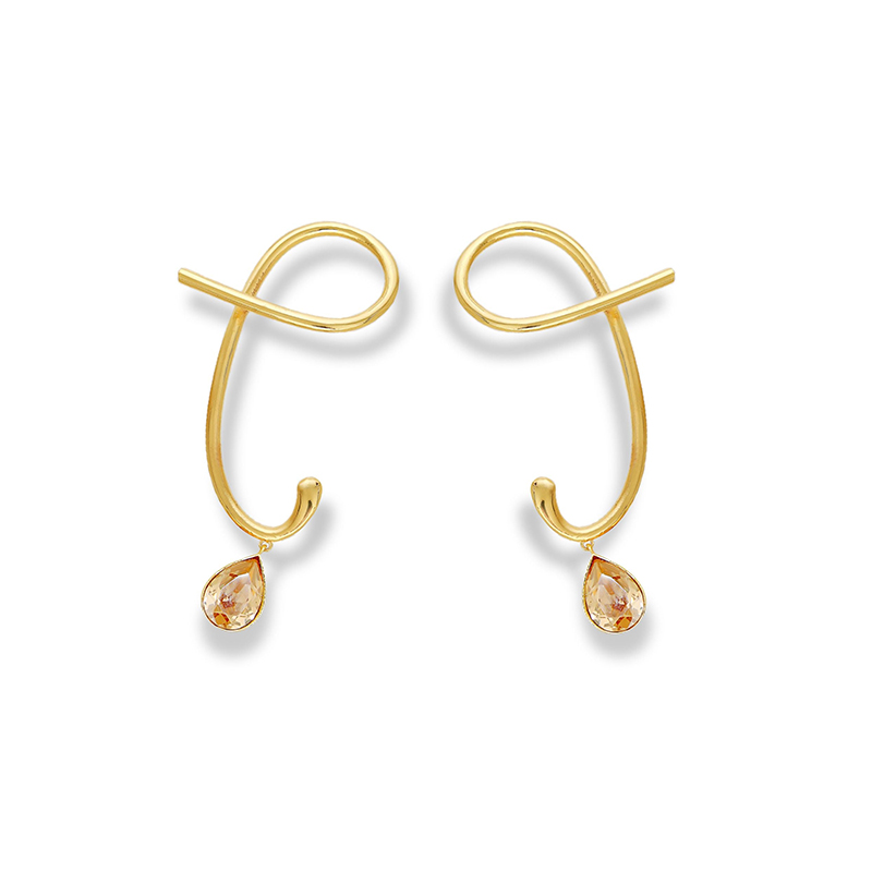 3ct Pear Cut Multi Color Sapphire Twist Hoop Ear Cuff Drop Earrings (3 Color Options)