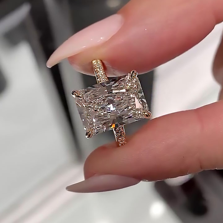 5ct Radiant Cut White Sapphire Engagement Ring