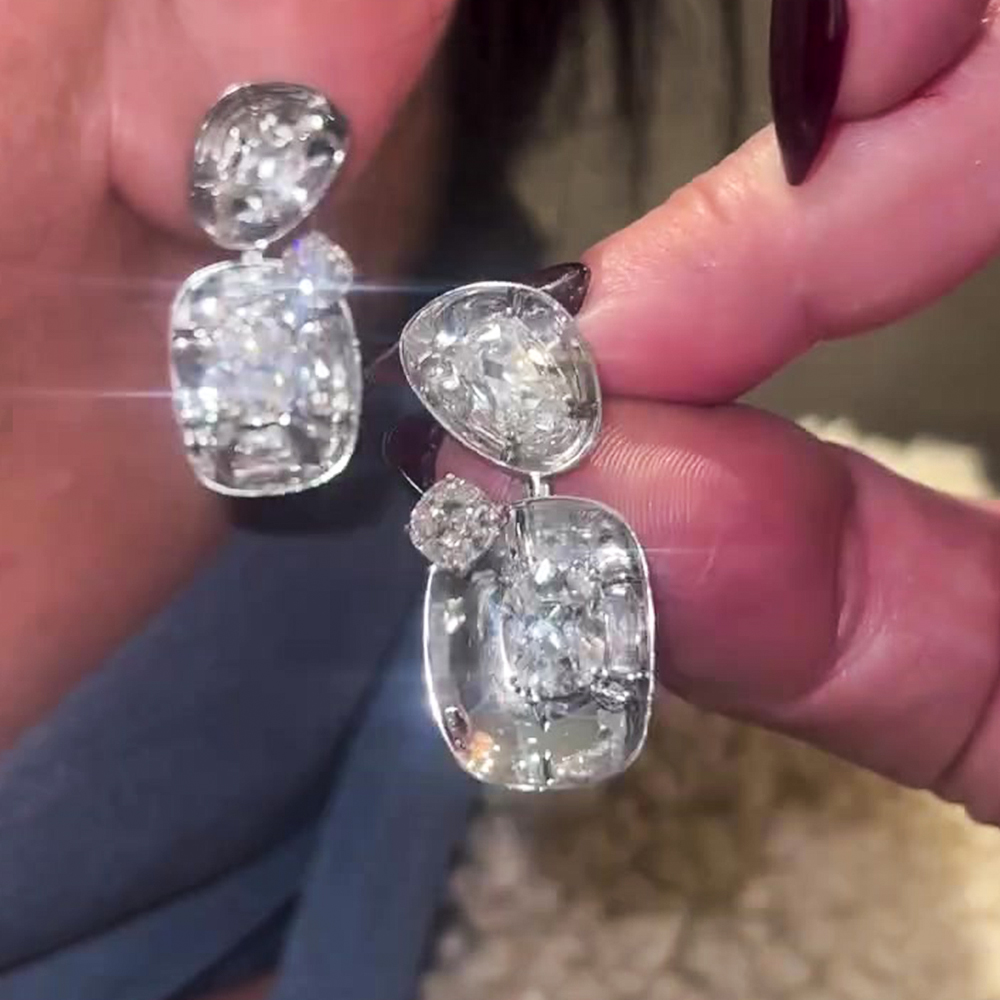 Stunning Multi Cut White Sapphire Dangle Earrings