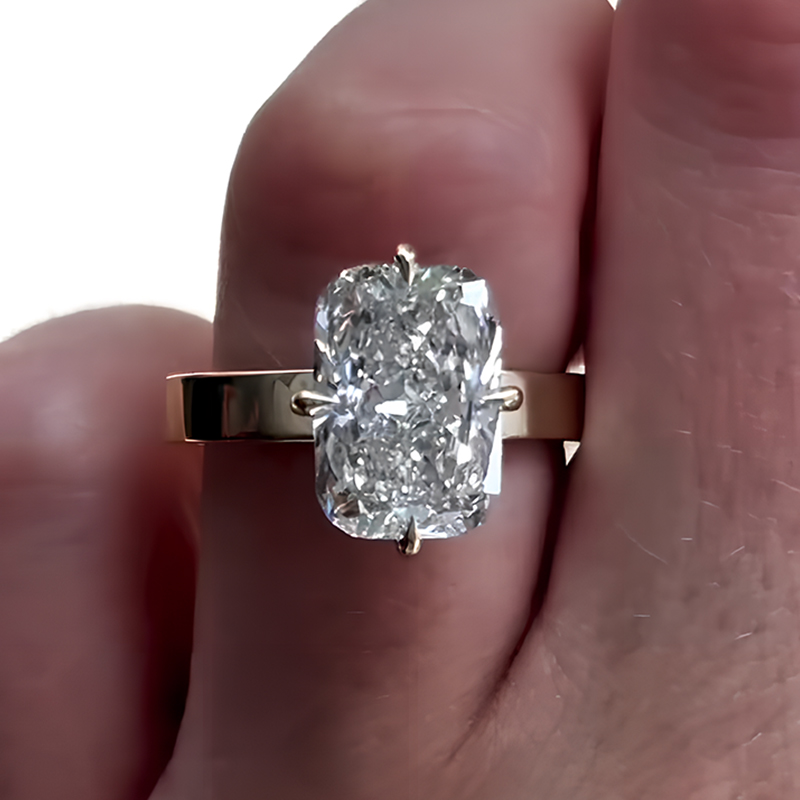 Solitaire 5ct Cushion Cut White Sapphire Engagement Ring