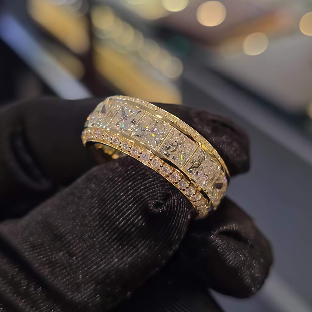 Classic Princess Cut White Sapphire Wedding Band