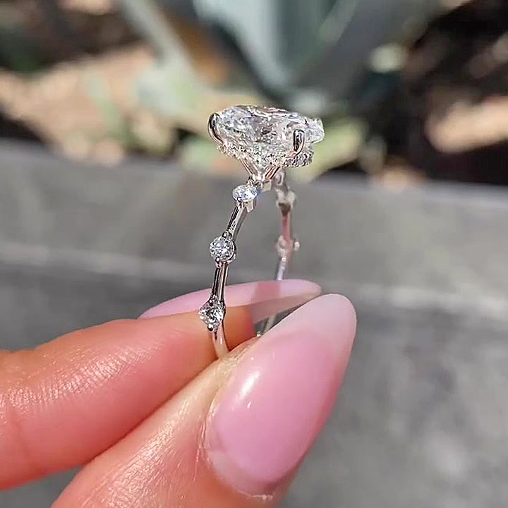 2ct Oval Cut White Sapphire Engagement Ring