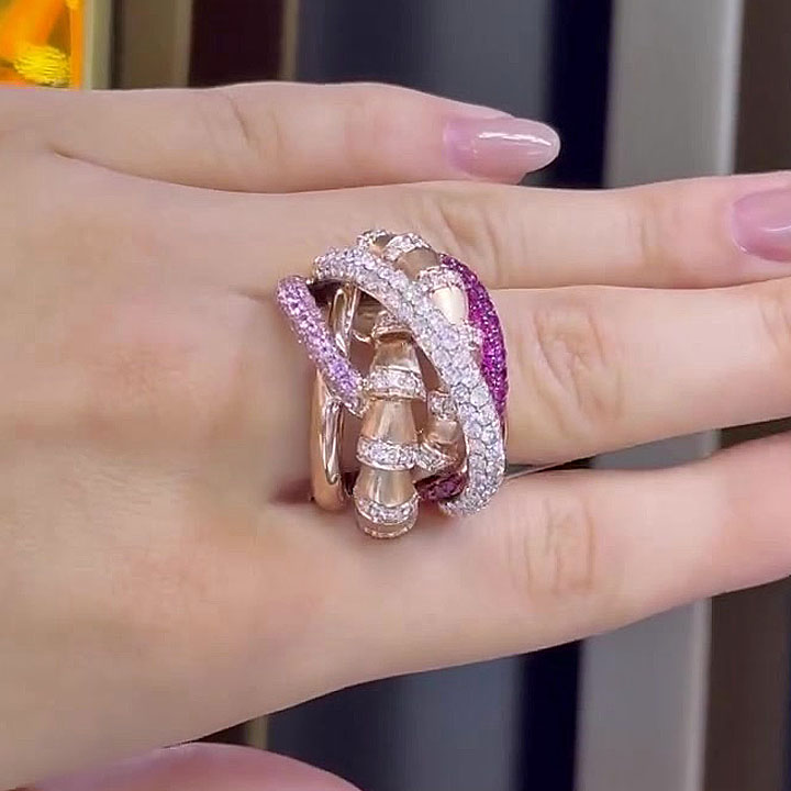 2.95ct Micro-paved Setting Round Cut Cocktail Ring