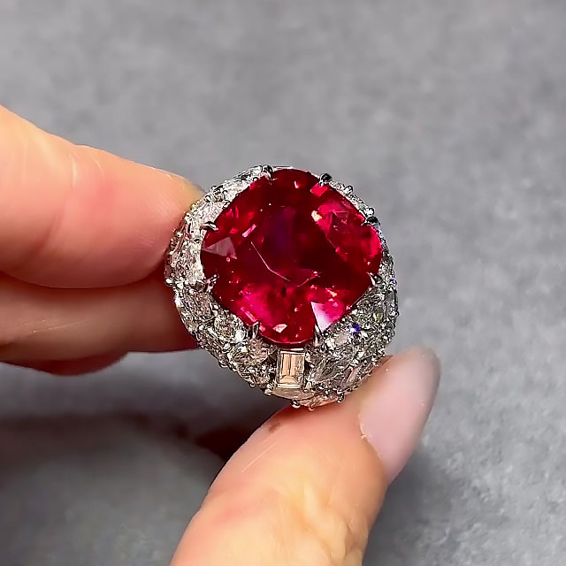 7ct Cushion Cut Ruby Sapphire Cocktail Ring