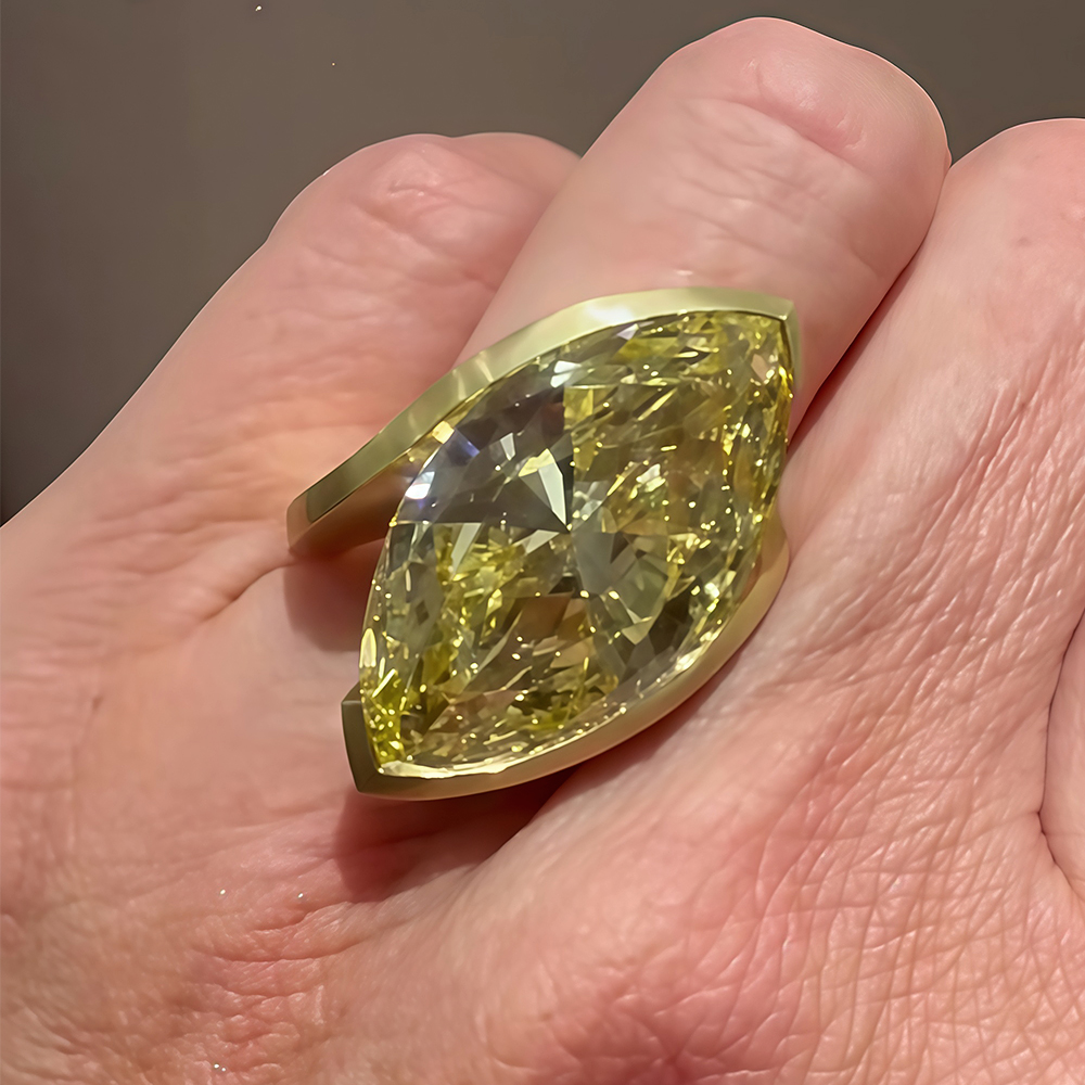 10ct Marquise Cut Yellow Sapphire Solitaire Ring