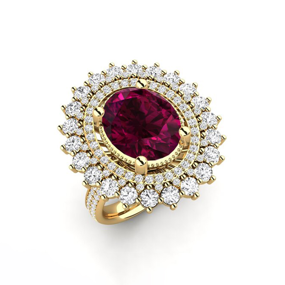 6 Color Options Oval Cut Blue Sapphire Double Halo Ring