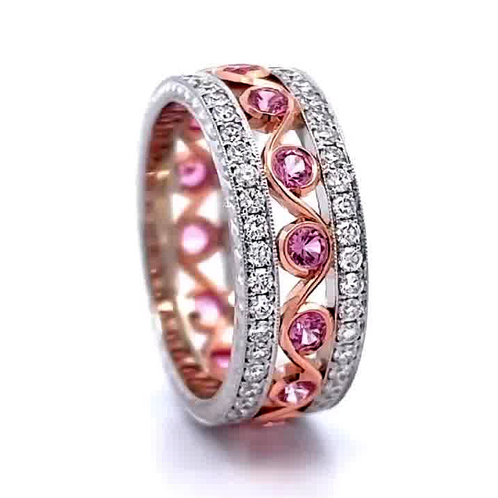 5.75ct Round Cut Pink Sapphire Eternity Ring