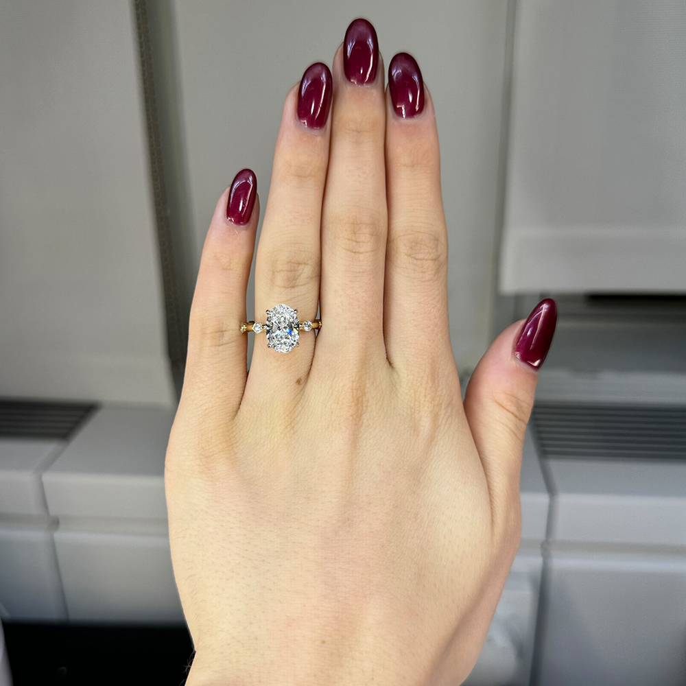 3.02ct Oval cut White Sapphire Engagement Ring