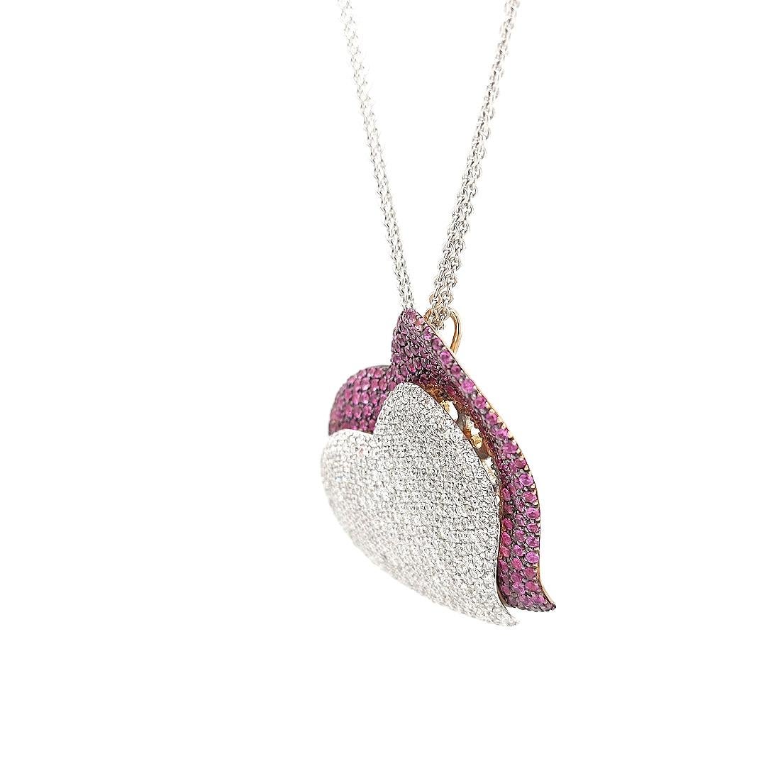 Fashion Heart Pink&Diamond Pendant Necklace