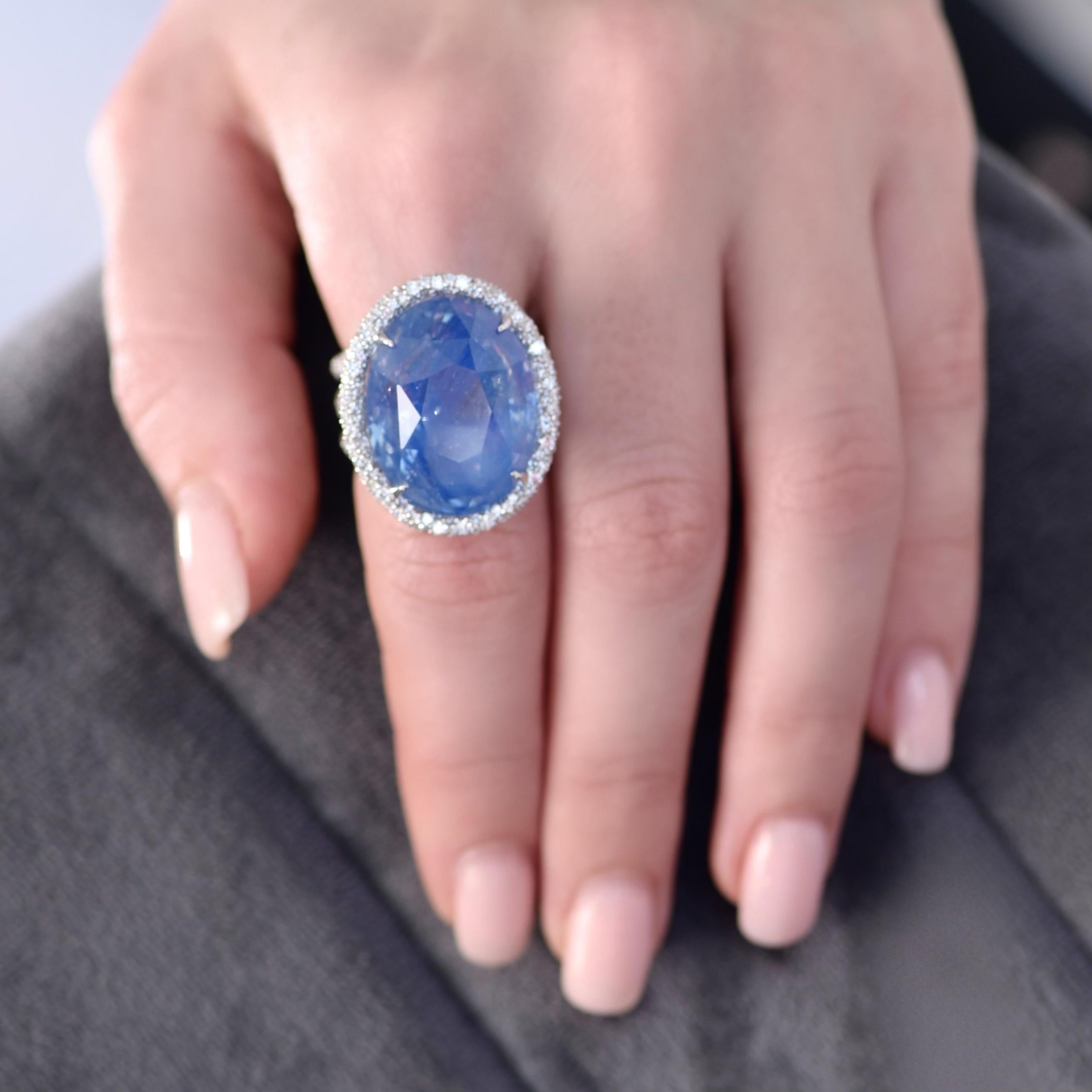6.25ct Halo Oval Cut Sapphire Cocktail Ring