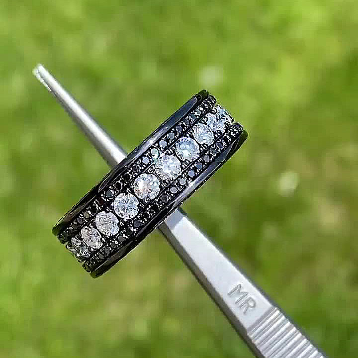 6.75ct Round Cut White Sapphire Men's Eternity Ring