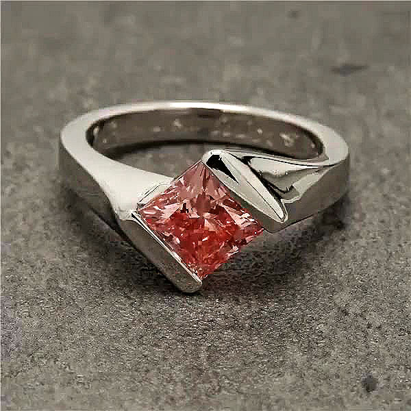 5ct Princess Cut Pink Sapphire Engagement Ring