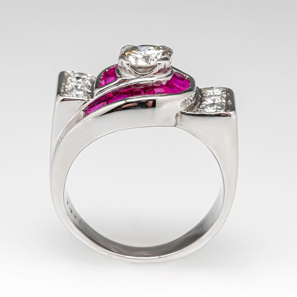 Spiral Design 0.5ct Round Cut White Sapphire Engagement Ring