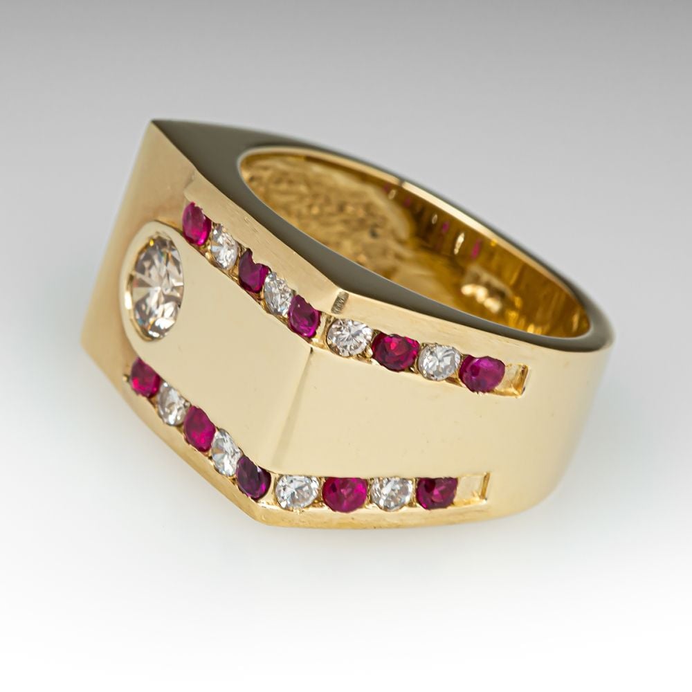 Art Deco 0.5ct Round Cut White Sapphire Men's Wedding Band