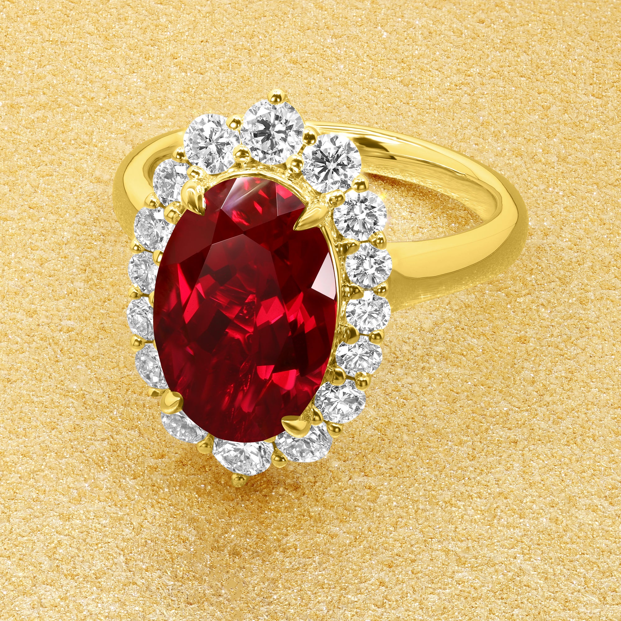 Halo 4ct Oval Cut Ruby Sapphire Engagement Ring