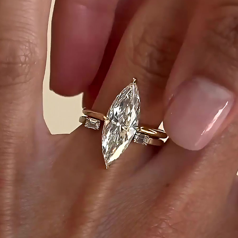 4ct Marquise Cut White Sapphire Wedding Set