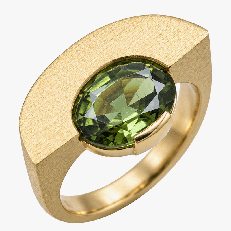 2.14ct Oval Cut Yellow / Green Sapphire Solitaire Men's Ring