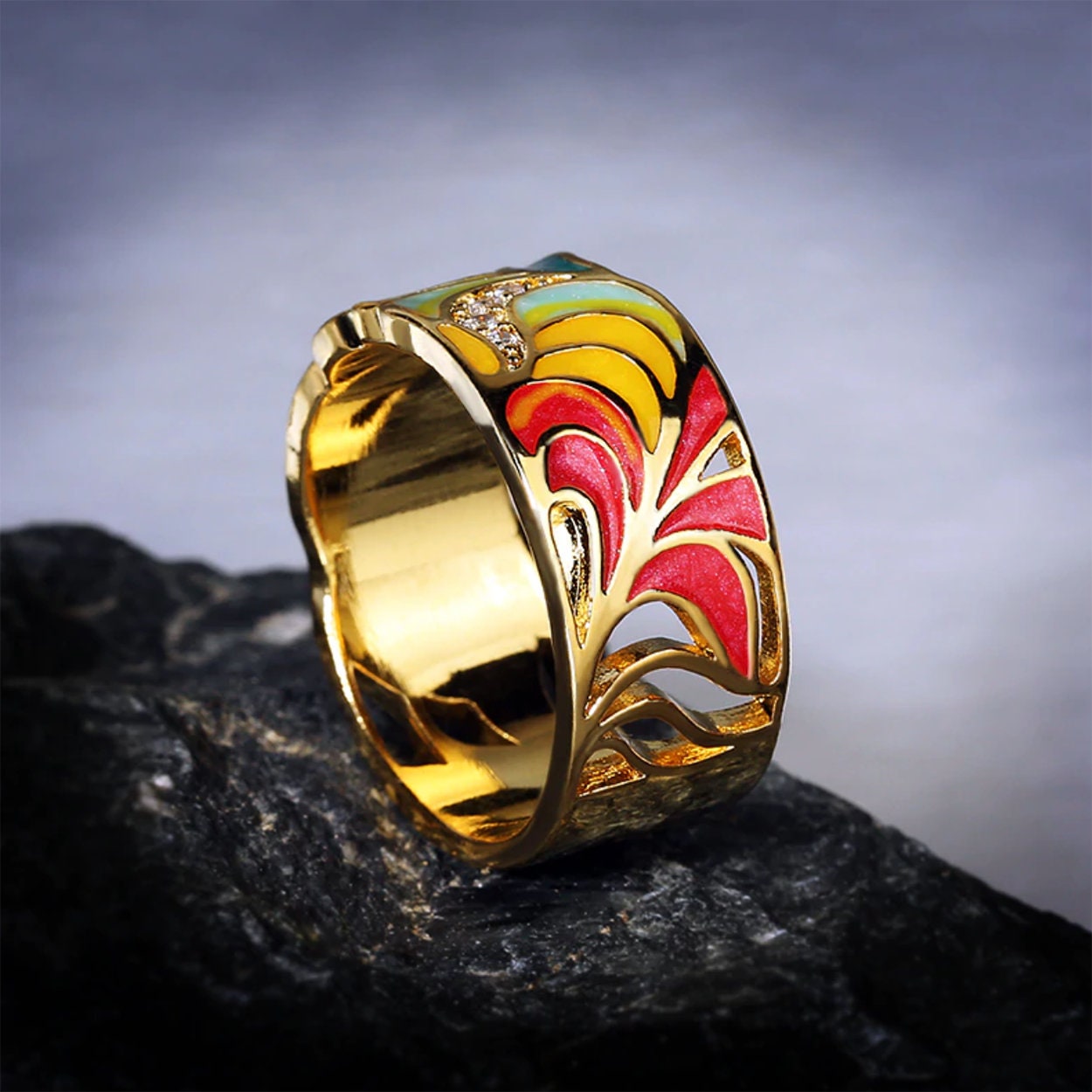 Elegant Bohemian Unique Enamel Statement Ring