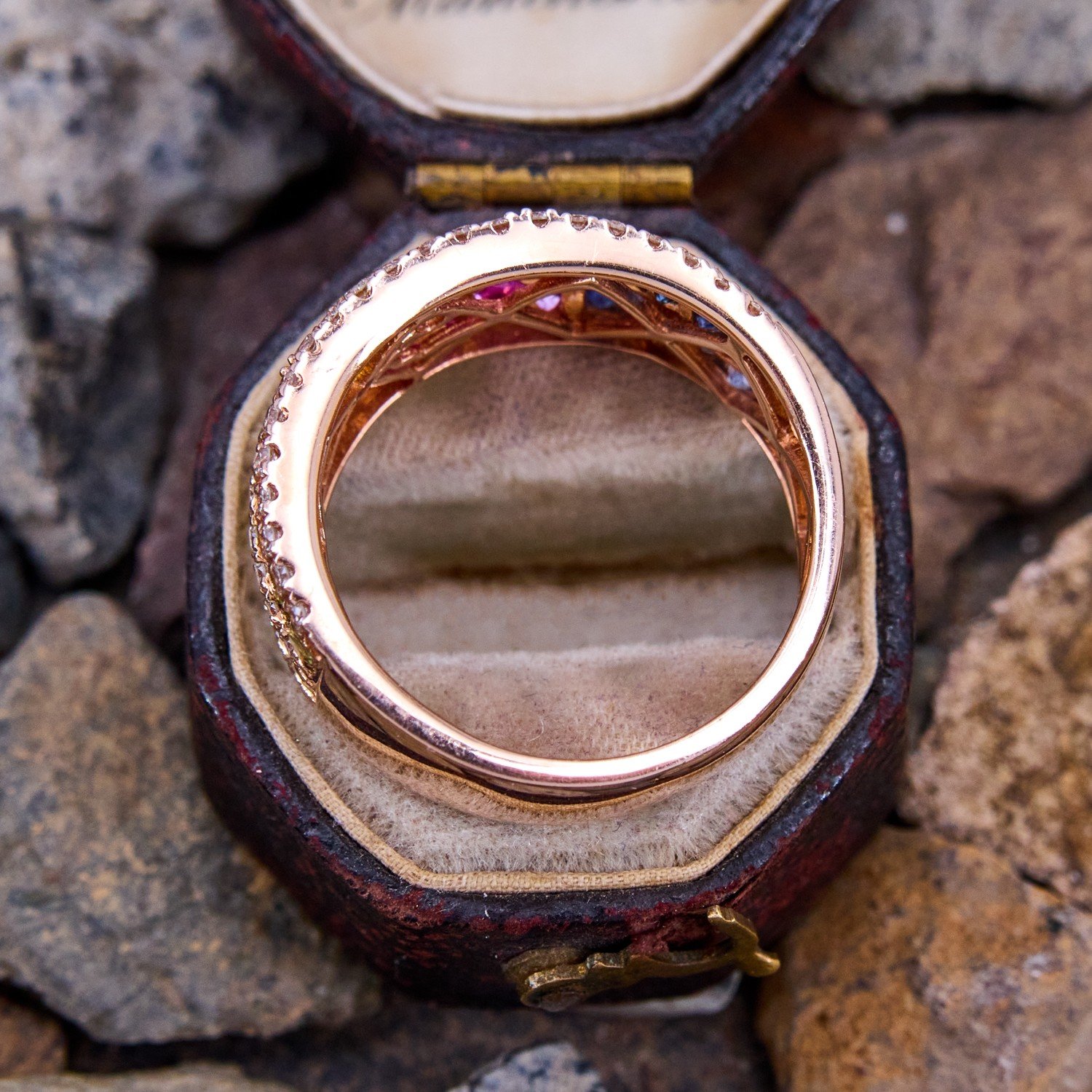 3.53ct Princess Cut Rainbow Sapphire Eternity Ring