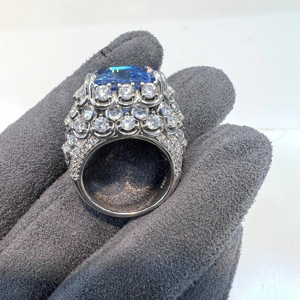 Titan of Ice Emerald Cut Aquamarine Ring