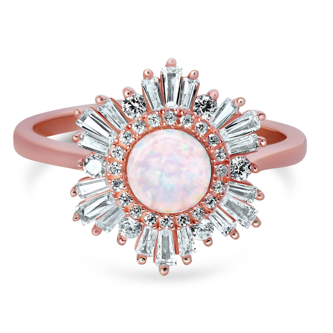 2ct Halo Round Cut Opal Sapphire Engagement Ring