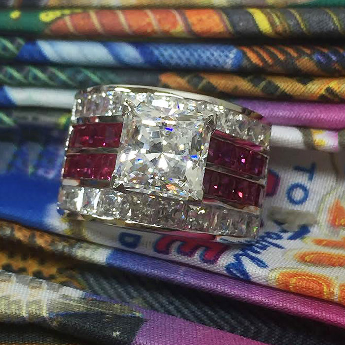 3ct Princess Cut Channel Settind Two-stone Engagement Ring